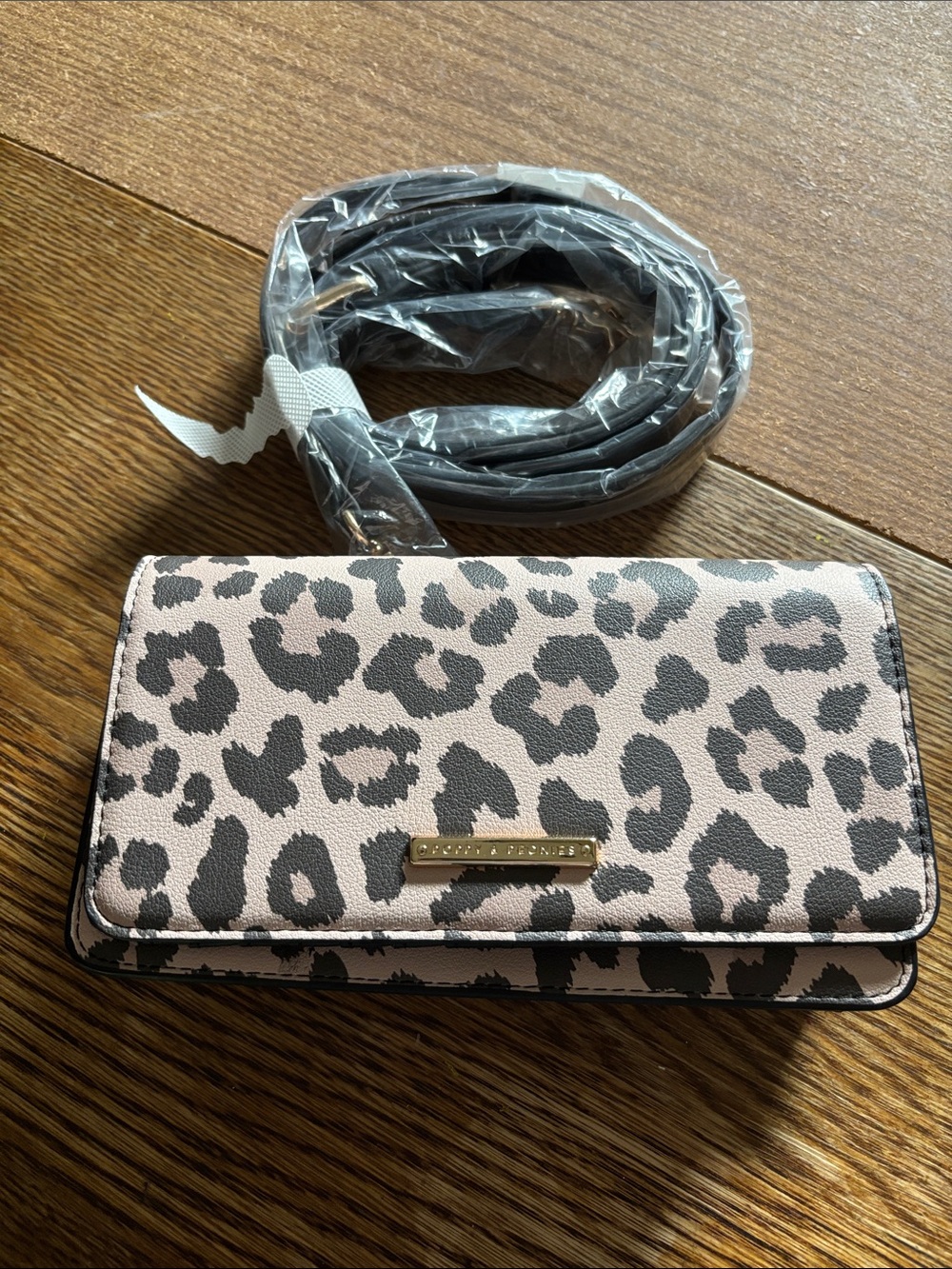 Poppy & Peonies Pink and Black Leopard Print Crossbody Bag
